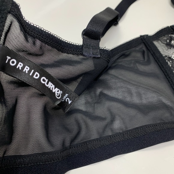 Torrid Curve Longline Bralette Plus Size 2X Black Floral Lace Underwire - Picture 7 of 8